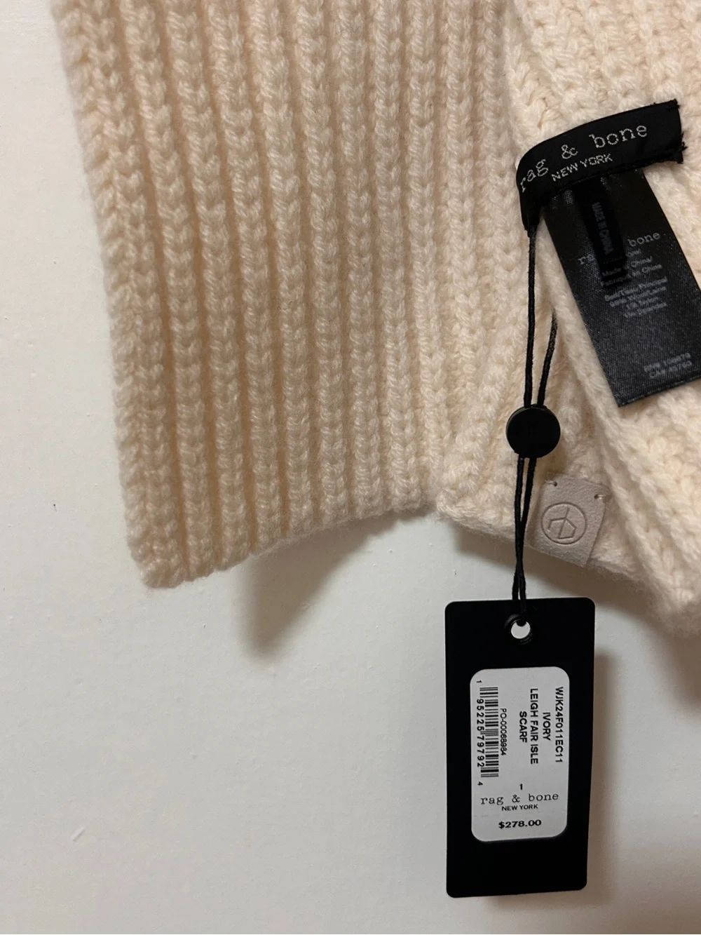NWT rag & bone ivory Wool Leigh fair isle Scarf